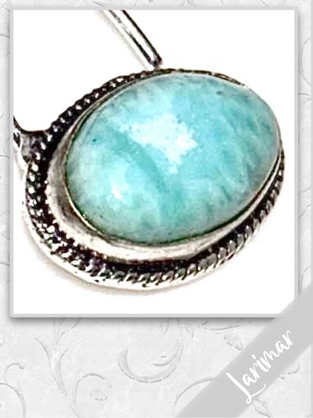 Larimar Large Eclectic Silver Artisan Hair Pin, 3.9” Aqua/Turquoise Blue, White